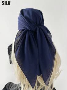 1pc Women Beach Accessories Solid Color Imitation Linen Square Scarf, Headwrap, Bandana, Suitable For Outdoor, Beach, Daily Wear, Holidays - A90 Imitation Cotton and Linen - View 22