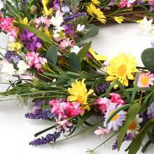 J'FLORU Spring Wreath 24 Inch Summer Wreaths For Front Door Artificial Flower Wreath With Daisy And Lavender For Indoor Outdoor And Easter CelebrationMother's Day Easter