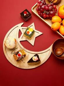 1pc Personalized Text Customized Star Moon Wooden Tray, Creative Dessert Plate Food Fruit Display Stand For Afternoon Tea, Breakfast Serving Plate
