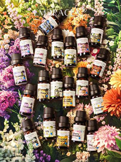 EMBRACEX. 21 variedades de aceites esenciales para mujeres, fragancias florales, fragancias para el hogar, aptas para difusores de aromas, elaboración de velas, que incluyen lavanda, clavo, rosa, heliotropo, magnolia, peonía, lirio, flor de cerezo, violeta, clavel y talla grande. También se pueden usar como ambientadores para el coche.