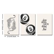 1/3pcs Set Unframed Black Cheetah 8 Pool Ball Leopard Poster Aesthetic Girly Dopamine Decor Funky Art Painting Canvas Print Minimalist Wall Picture For Dorm, Apartment, Living Room, Bedroom, Home Decoration - Multicolor - View 9