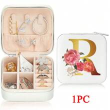 Black 26 Letter Printed White Travel Jewelry Box Jewelry Travel Storage Bag Small Jewelry Box Bridesmaid Gift Box Mini Storage Box