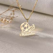 Customized Soccer Ball Name Necklace|Minimalist Necklace With Soccer Charm|Personalized Soccer Team Gifts For Boys And Girls|Sport Jewelry - Multicolor - View 8