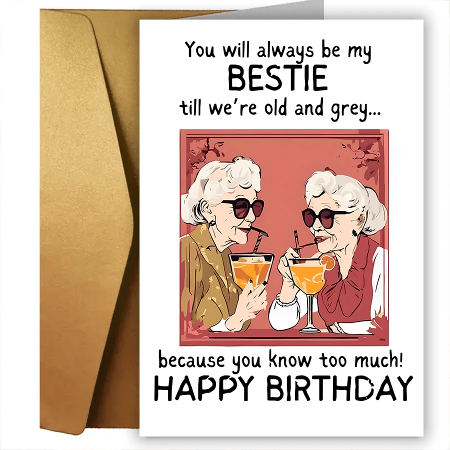 Biglietto di compleanno per la mia migliore amica - biglietto di compleanno divertente per la migliore amica - forniture artistiche uniche, 1 pezzo, Ritorno a scuola, Forniture scolastiche