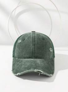 1 Stück einfarbige, abgenutzte, perforierte, gewaschene Baseballkappe, geeignet für Frühling & Sommer, atmungsaktiv, mit UV-Schutz