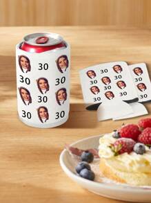 1Pc Custom Can Cooler Sleeve, Custom Can Koozie, Custom Koozie With Face And Number, Personalized Koozie, Koozies For Cans, Koozie, Drink Koozie, Black/White/Pink/Blue Color, Gift For Bachelor Party, Birthday Party, Christmas Gifts, Ideal For Valentine'S Day, Mother'S Day, Father'S Day, Birthdays, Anniversaries, Graduation, Weddings, Christmas, Unique Gift For Couples, Family, Friends, Gift For Him, Gift For Her Water Bottle - White - View 3