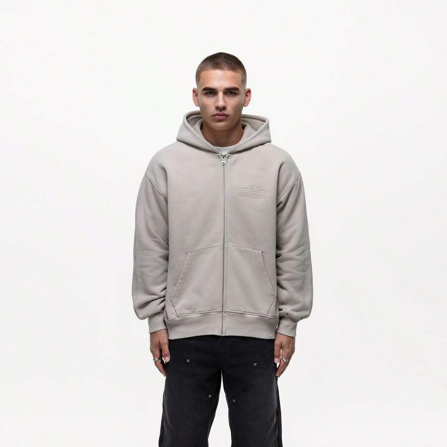 Visionary Washed Stone Zip Hoodie - Stone - View 1