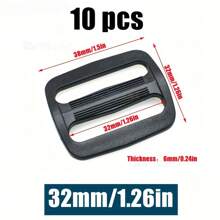 10 Pcs/Pack 15-50mm Webbing Plastic Curve Slider Tri-Glide Adjust Tri-Ring Buckles Backpack Straps Black