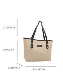 Grass Woven Tote Bag For Women, Fashion Vacation Beach Shoulder Bag, Large Capacity Handbag For Daily Use & Commuting