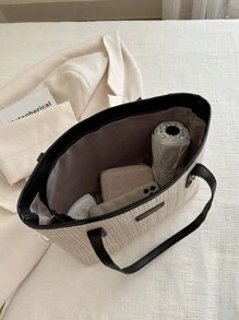 Grass Woven Tote Bag For Women, Fashion Vacation Beach Shoulder Bag, Large Capacity Handbag For Daily Use & Commuting