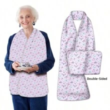 1pc Vintage Floral Print Adult Dining Scarf, Machine Washable, Waterproof And Oilproof Adult Bib, Unisex Clothing Protector, Fashionable Dinning Apron