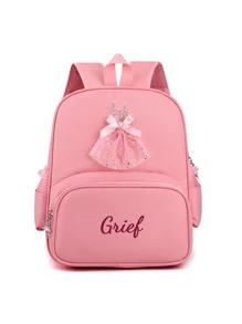 1 pieza Mochila multifuncional de gran capacidad con bordado personalizado, falda estilo vestido lindo, adecuada para niñas, estudiantes de primaria y secundaria, para baile latino, viajes al aire libre, fiestas, uso diario, y como regalo exclusivo de días festivos para familia y amigos