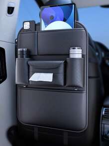 1pc Car Seat Back Storage Organizer Bag, With Tissue Box Holder