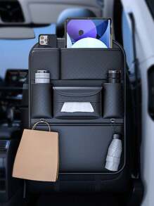 1pc Car Seat Back Storage Organizer Bag, With Tissue Box Holder