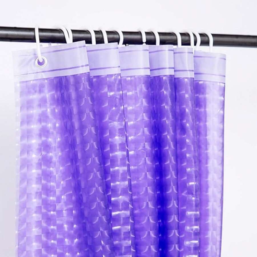 1 bucată perdea de duș pentru baie EVA 3D transparentă cu design ochi de pisică, dimensiune 180cm X 180cm Decor baie pentru casă - Violet - Vizualizare 1