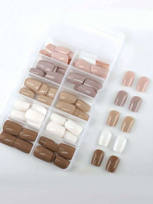 150pcs Box Of Autumn/Winter Maillard Brown Series Artificial Removable Nail Tips Press On Nails