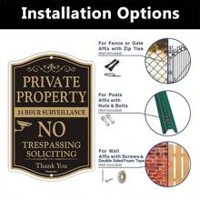 BlazeVideo Large Private Property No Trespassing Sign, 2-Pack 12" X 18" No Soliciting 24 Hour Surveillance Yard Signs, Reflective Rust Free Aluminum, Fade Resistant, UV Protected & Waterproof