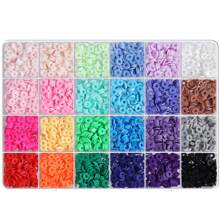 粘土珠友谊手链制作套件，24 种颜色 Kandi Preppy 粘土珠 A-Z 字母珠数字珠和饰品套件完整友谊珠宝制作套件 DIY 工艺品礼物送给青少年