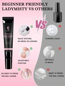 Ladymisty 软凝胶指甲胶固体指甲胶 10g 无需紫外线灯持久假丙烯酸指甲套装胶凝胶超强指甲胶凝胶用于丙烯酸指甲延长假指甲按压指甲超强指甲胶用于按压指甲、指甲片和丙烯酸指甲指甲粘合持久指甲胶用于丙烯酸指甲假指甲片指甲胶