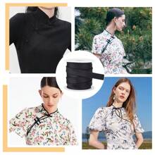 1卷 13.5 码缎纹斜纹带 0.47 英寸宽双折缎纹装订斜纹带适用于旗袍装饰服装接缝滚边黑色 - 黑色 - 查看 3