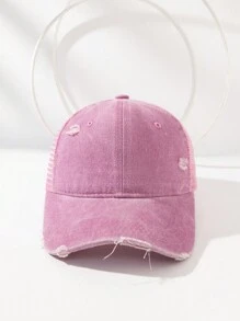 1 Stück einfarbige, abgenutzte, perforierte, gewaschene Baseballkappe, geeignet für Frühling & Sommer, atmungsaktiv, mit UV-Schutz