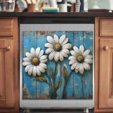1pc Sunflower & Daisy Floral Vase With Pastoral Landscape Oil Painting Style Decorative Wall Sticker, Self-Adhesive Removable PVC, Suitable For Living Room, Bedroom, Kitchen And Other Walls Gifts Birthday Graduation Room Decor Home Decor Wall Decor Bathroom Decor Bedroom Decor Room Decoration Stuff Living Room Decor House Decor Home Decor Living Room Wall Paper Stickers Personalised Stickers