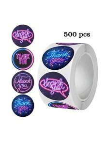 500pcs/Roll Colorful Floral Thank You Stickers Sealing Labels Rolls, Packaging Decoration Craft Supplies