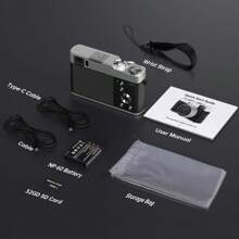 STUOGYUM STUOGYUM 4K Digital Camera, 48MP Vlogging Camera , 16X Digital Zoom, Auto Focus, Anti-Shake Video Camera With Viewfinder Flash & Vlog Livestream Webcam , 2.8inch Large Screen Photography Travel Selfie Camera DC202 With 32G TF Card And One Large 1050mAH Battery Household Professional Camera Suitable For Gifts. (Black/Brown)