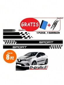 Vinil Stiker Estampado Rótulo Cofre Franjas Deportivas Autos - Negro - Ver 2