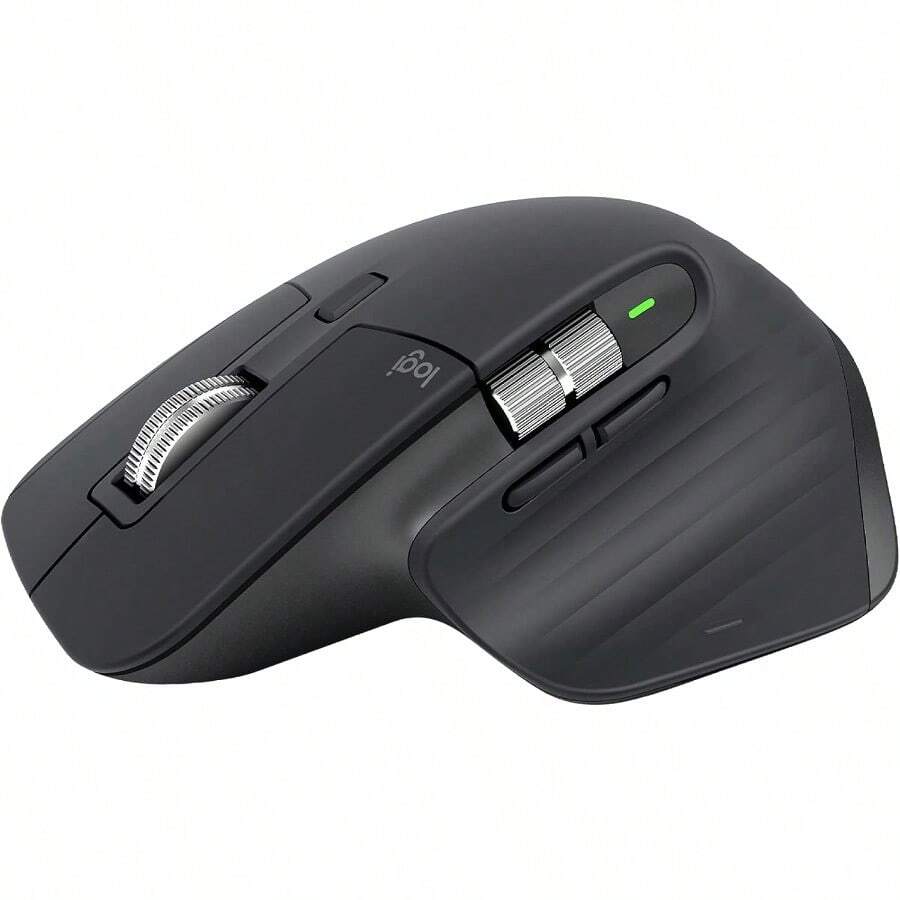 MX Master 3S - Wireless Performance Mouse With Ultra-Fast Scrolling Ergonomic 8K DPI Glass Tracking Silent Clicks USB-C Bluetooth Windows Linux Come - Dark Gray - Graphite1 - View 1