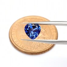 一颗 100% 实验室培育蓝宝石心形切割宝石，用于制作吊饰高级珠宝制作材料 DIY - 藍色 - 查看 4