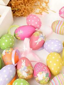 12 Stücke Oster-Hänge-Eier, bunte Oster-Hänge-Ei-Anhänger, Schaumstoff-Hasen-Malerei-Eier, Oster-Party-Deko für Zuhause, Oster-Baum-Ornamente (Zufälliger Stil und Farbe)