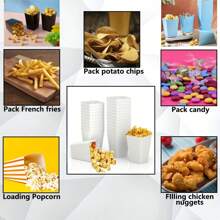 12pcs Popcorn Boxes Mini Paper Popcorn Bags Cardboard Disposable Popcorn Container, Snack Candy Popcorn Holder For Carnival Party Supplies, For Birthday Party Wedding Movie Night Tableware Supplies(Black,White,Blue,Yellow,Green,Red,Pink)