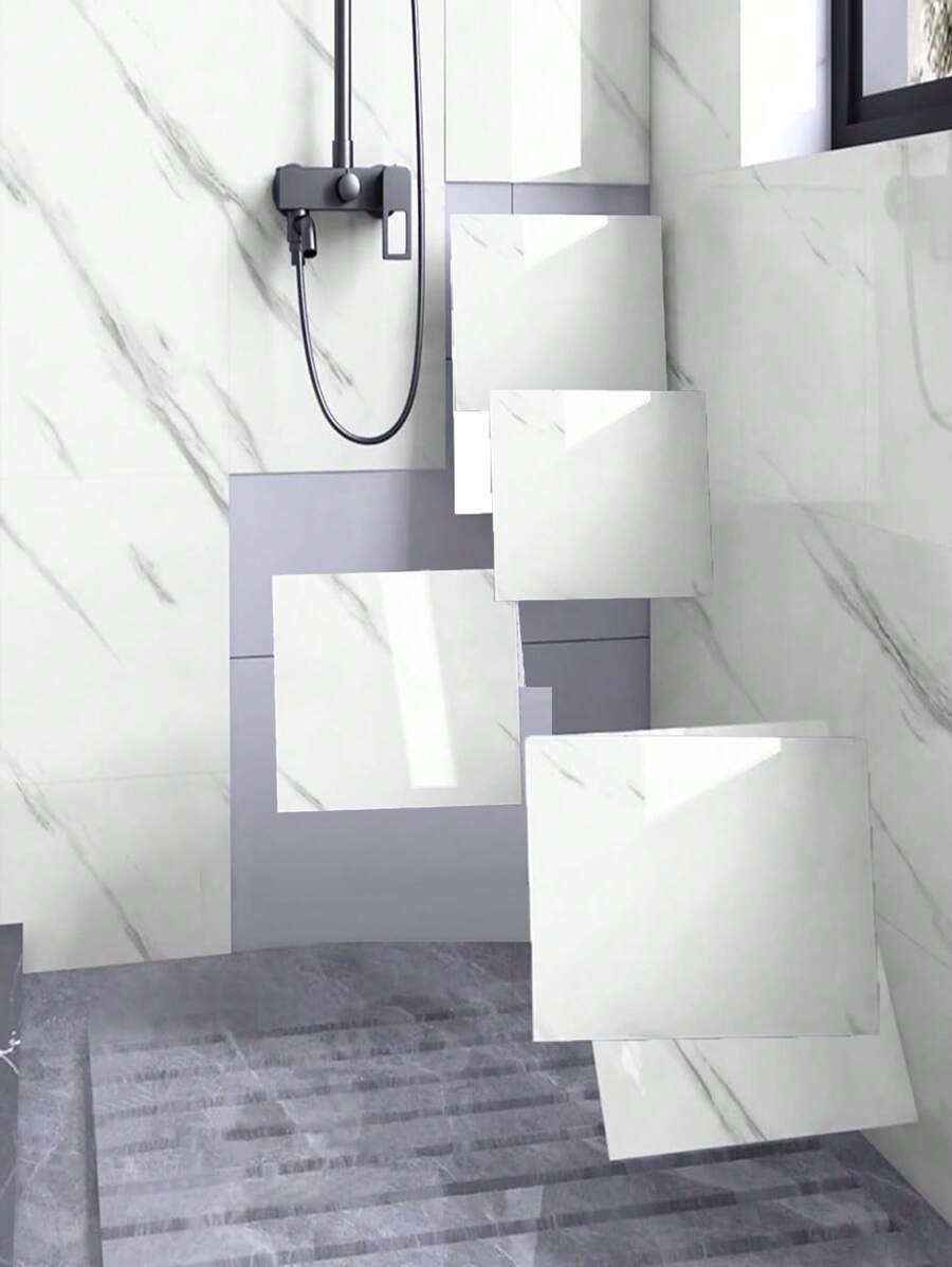 12pcs Marble Peel And Stick Waterproof Shower Wall Panels, Peel And ...