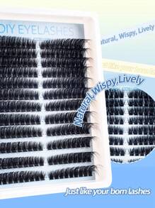 216 件/12 排 8D 蓬松睫毛延长浓密 80D 优质单根睫毛，8-16 毫米混合长度猫眼睫毛，左/右分开，640/448/576/570/544/560/240/184/120 件 - 黑色 - 查看 5