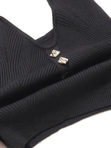 女式纯色简约针织吊带背心，修身法式优雅针织吊带背心，夏威夷风格，校服，复古时尚，可分层穿着或单独穿着，秋季