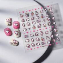 Sanrio Nuovi adesivi per unghie a forma di gattino carino, decalcomanie piatte per arte di unghie, adatte per tazze, telefoni, forniture scolastiche, back to school