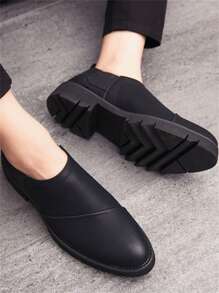 Men's Casual Formal Pointed Toe Leather Shoes - Black - View 4