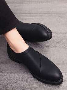 Men's Casual Formal Pointed Toe Leather Shoes - Black - View 3