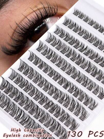130pcs C-Curl Flared Individual Lashes, Soft & Natural Mink Hair False Eyelashes, DIY Eyelash Extension, 10-18mm Lash Clusters, Eyelash Clusters, Individual False Eyelashes, Eyelashes, False Eyelashes