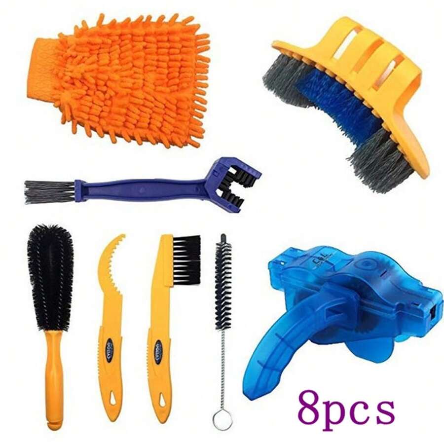 4/6/7/8Pcs Bicycle Chain Washer Cleaner Set Chain Box Mountain Bike Accessories Maintenance Tool Cleaning Large Brush