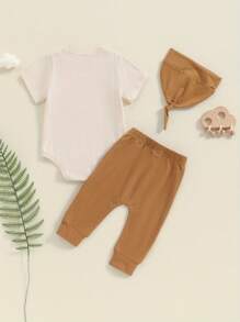 Conjunto de camiseta, mono y pantalón de verano para bebé recién nacido, ropa para el regreso a casa del hermano pequeño - Amarillo - Ver 5
