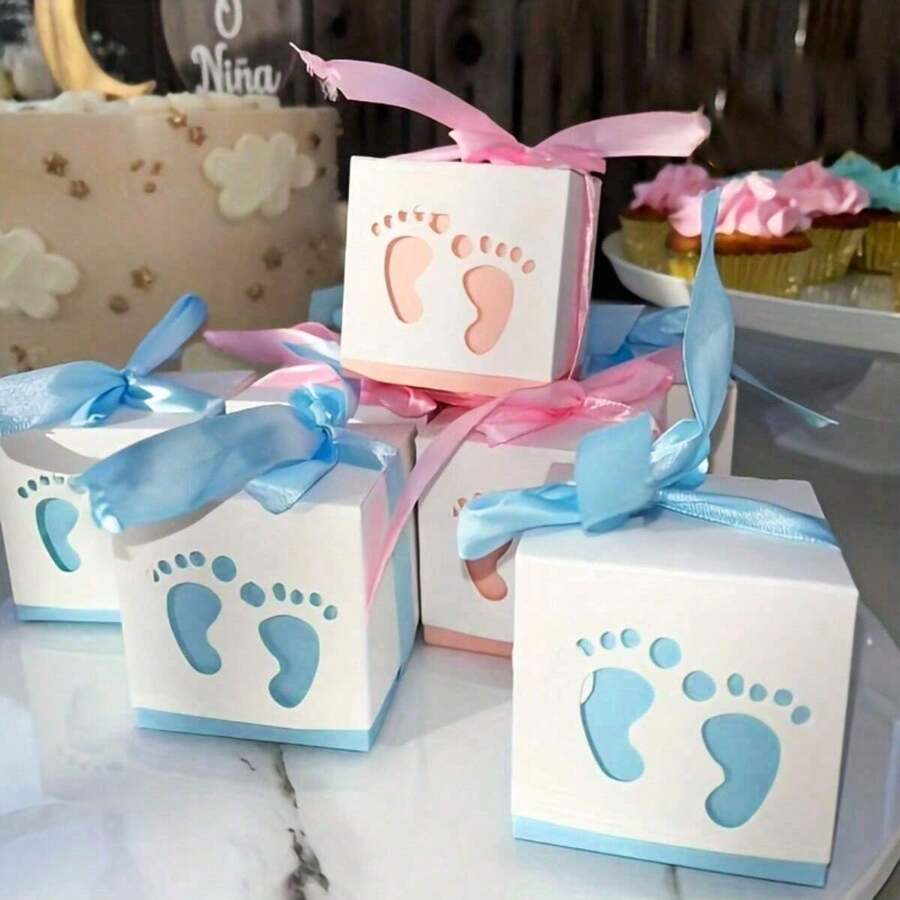 10pcs, Gender Reveal Party Decoration Blue Foot Girl Candy Box, Cheapest Items Available, Small Business Supplies, Packaging Box, Wedding Decorations, Wedding, Gift Box, Wedding Stuff - Multicolor - View 1