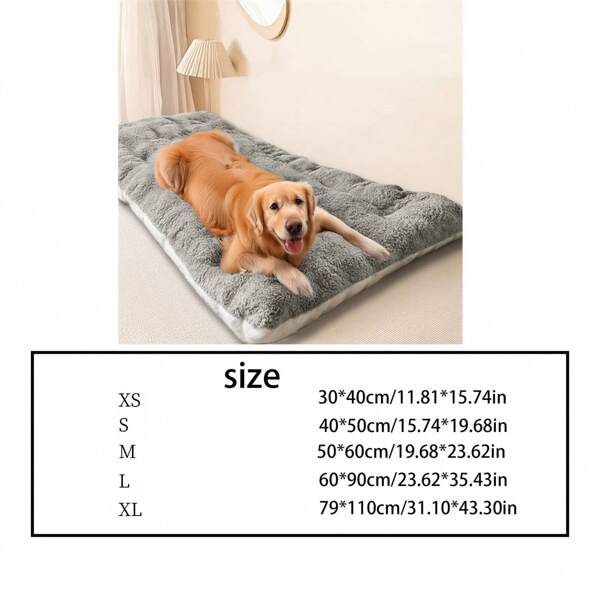 Warm Plush Rectangle Dog Bed Sofa - Polyester Pet Mat With Polypropylene Fiber Filling - For Extra Small To Large Dogs, Uncharged Pet Sleeping Quilt