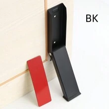 1pc Foldable Stainless Steel Door Stopper With Rubber Tip, Suitable For Home Room Doors