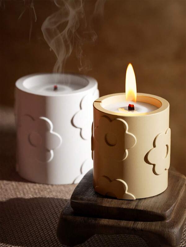 Molde de Silicone em Formato Circular de Flor em Alto Relevo para Velas Aromáticas, Pote de Armazenamento Cilíndrico, Molde de Resina Epóxi, Molde de Gesso para Argila, Ornamentos Artesanais Decoração de Casa