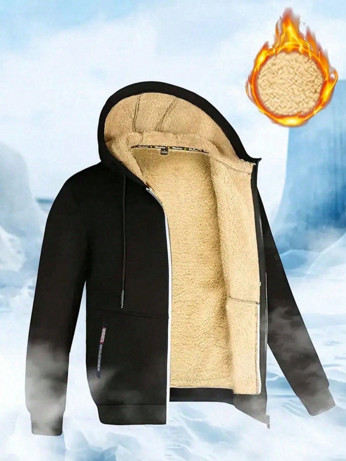 جاكيت بلوفر رجالي مبطن وثقيل بسحاب