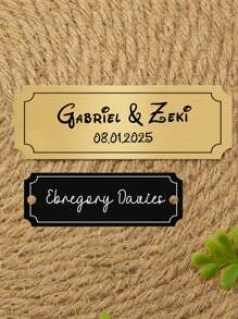 1 pièce Plaque personnalisée avec texte gravé, plaque commémorative de mariage personnalisée, plaques d'anniversaire personnalisées gravées, 2 tailles S/M, 3 couleurs argent/or/noir, plaque personnalisée avec adhésif ou vis, plaque gravée pour portes, Slow Summer Living