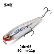 Kingdom Z Dog 顶水表面铅笔鱼饵 60 毫米 5.6 克 90 毫米 11 克三叉钩 Z 型爪浮动硬饵人造铅笔 - 彩色 - 查看 14