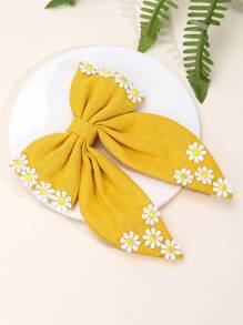 1 件装雏菊水手发饰，适合女士女孩，黄色织物雏菊蝴蝶结鳄鱼夹，带尾巴，优雅的蝴蝶结发夹，可爱雏菊度假蝴蝶结发夹，节日礼物，蝴蝶结发夹，女士发饰，爪夹，学校用品 - 黃色 - 查看 7